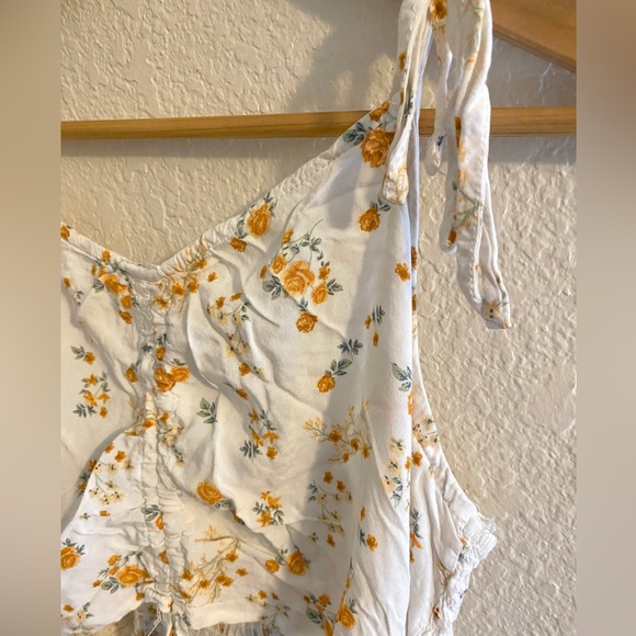 White and Orange Floral Print High Low Dress - Picture 2 of 6